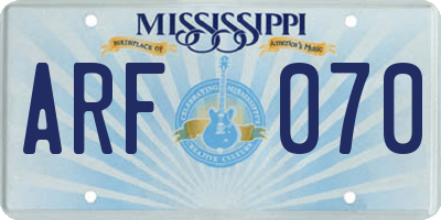 MS license plate ARF070