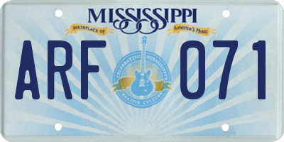 MS license plate ARF071