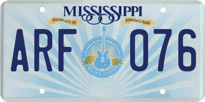 MS license plate ARF076