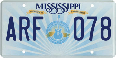 MS license plate ARF078