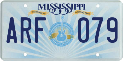 MS license plate ARF079