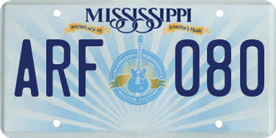 MS license plate ARF080