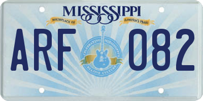 MS license plate ARF082