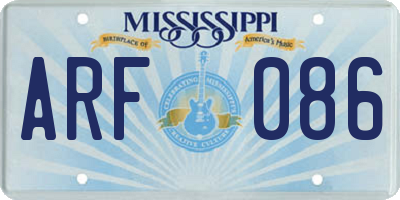 MS license plate ARF086