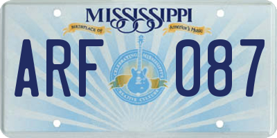 MS license plate ARF087