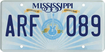 MS license plate ARF089