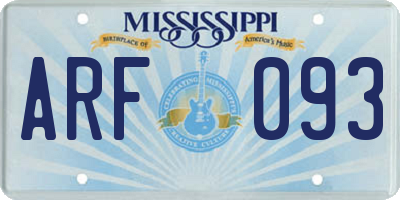 MS license plate ARF093
