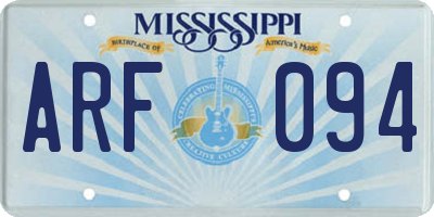 MS license plate ARF094