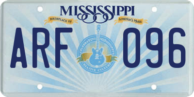 MS license plate ARF096