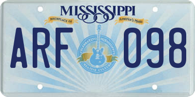 MS license plate ARF098