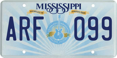 MS license plate ARF099