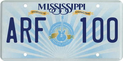 MS license plate ARF100