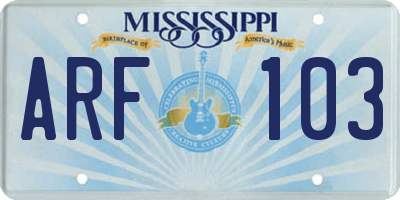 MS license plate ARF103