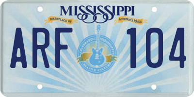 MS license plate ARF104