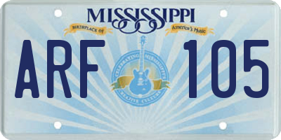 MS license plate ARF105