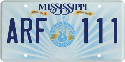 MS license plate ARF111