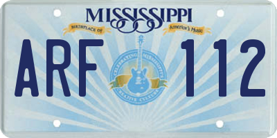 MS license plate ARF112