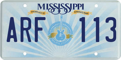 MS license plate ARF113