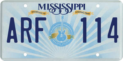 MS license plate ARF114