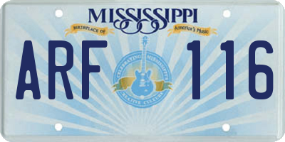 MS license plate ARF116