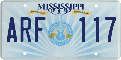 MS license plate ARF117