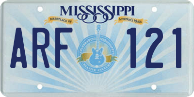 MS license plate ARF121