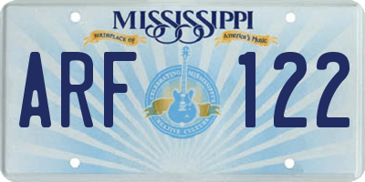 MS license plate ARF122
