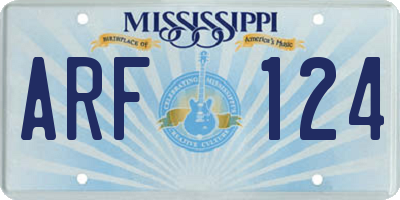 MS license plate ARF124