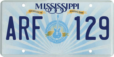 MS license plate ARF129