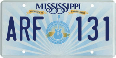 MS license plate ARF131