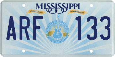 MS license plate ARF133