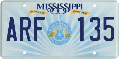 MS license plate ARF135
