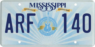 MS license plate ARF140