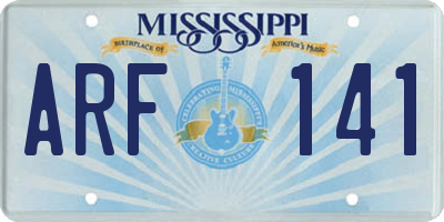 MS license plate ARF141