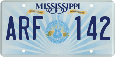 MS license plate ARF142