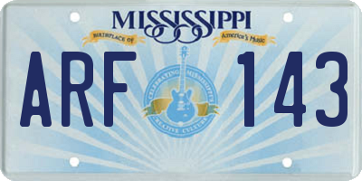 MS license plate ARF143