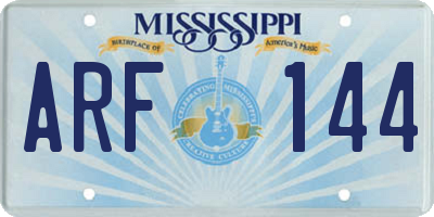 MS license plate ARF144