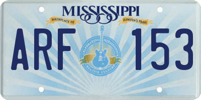 MS license plate ARF153