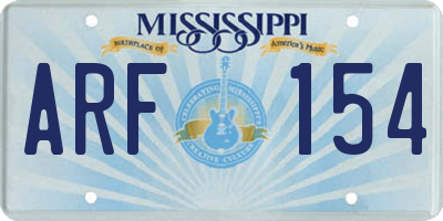 MS license plate ARF154