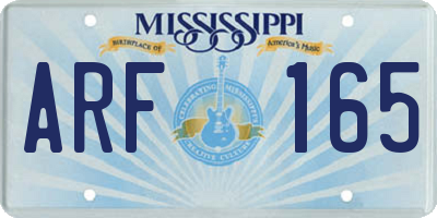 MS license plate ARF165