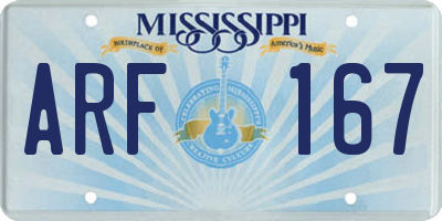 MS license plate ARF167