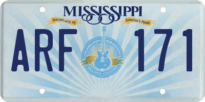 MS license plate ARF171