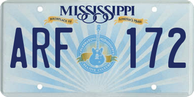 MS license plate ARF172