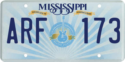 MS license plate ARF173