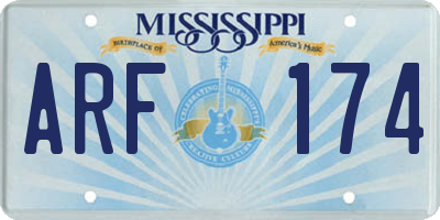 MS license plate ARF174