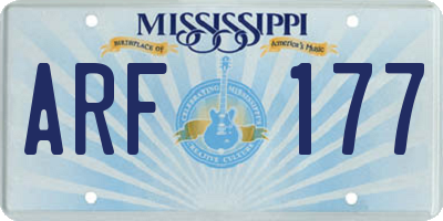 MS license plate ARF177