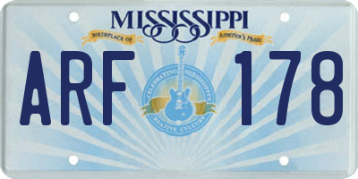 MS license plate ARF178