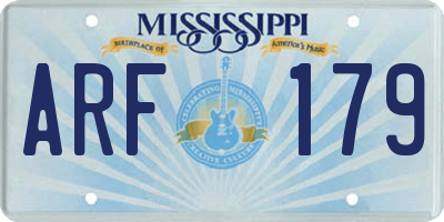 MS license plate ARF179