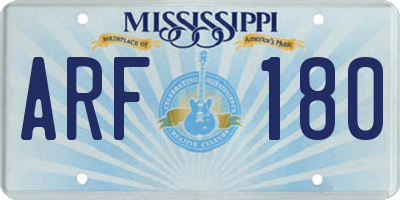 MS license plate ARF180