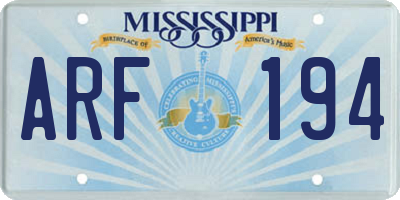 MS license plate ARF194